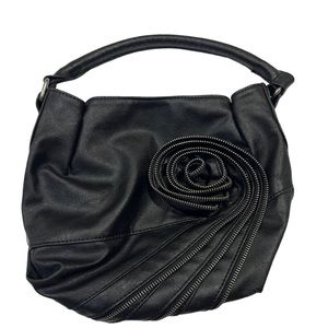 Olivia and Joy Embellished Black Vinyl Handbag